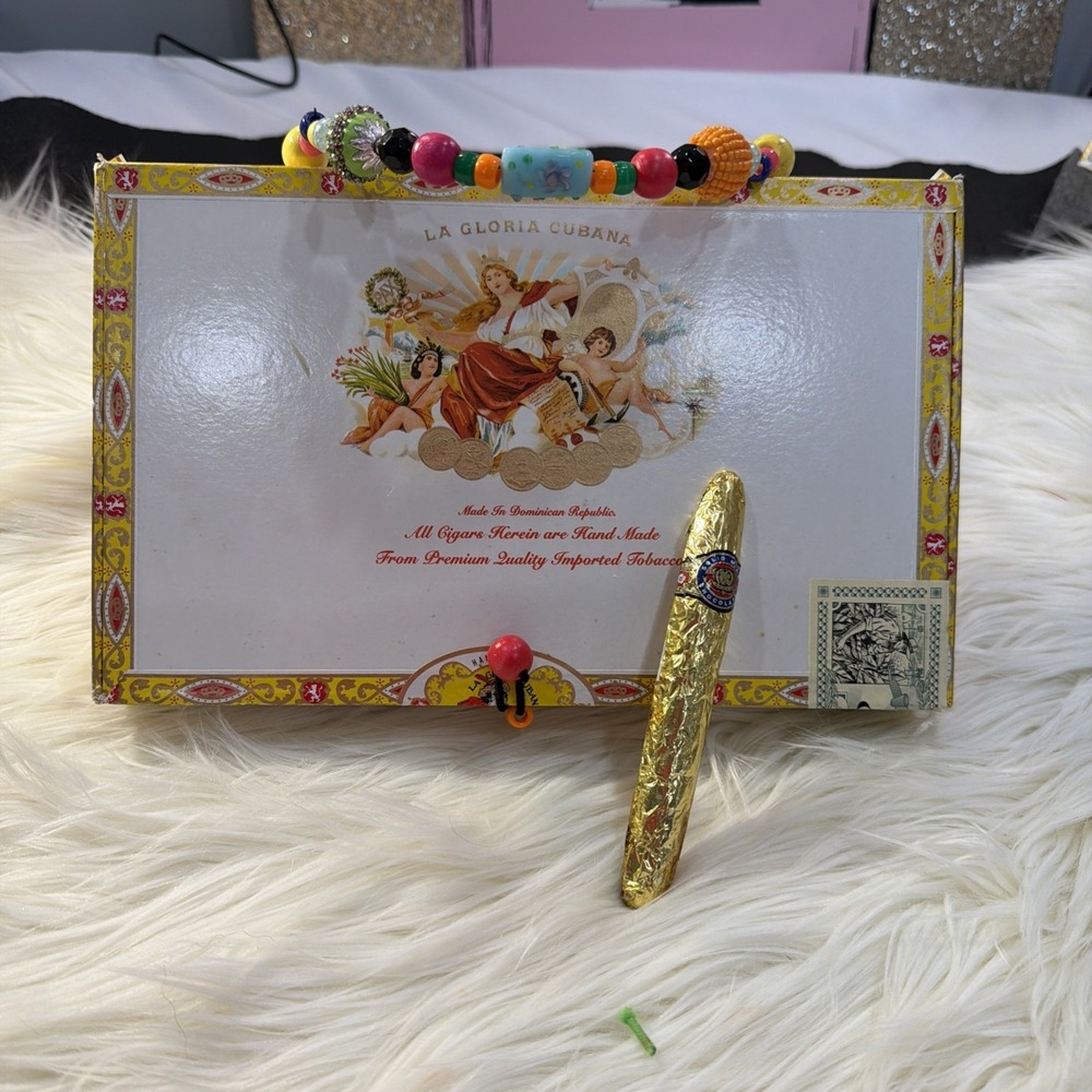 Hand-made Purses From upcycled Cigar Boxes Super‎ Cool Beaded Handle 1/kind Gift